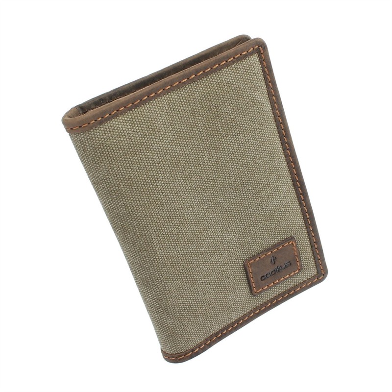 Cactus Mala Canvas/Leather Passport Holder with RFID Protection 216_81 Khaki