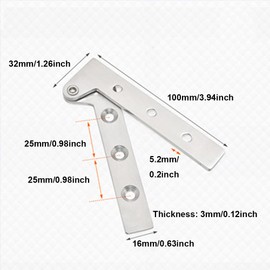 Hidden Door Pivot Hinge, 64mm x 21.5mm Door Hinges, 360 Degree Rotating Cabinet Door Window Hinges (10MM)