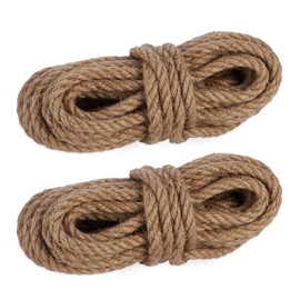 Relaxdays Jute Rope 12 mm, Set of 2 Natural Ropes, 10 m Each, Biodegradable, Crafts, Garden, Packaging, Cord, Natural