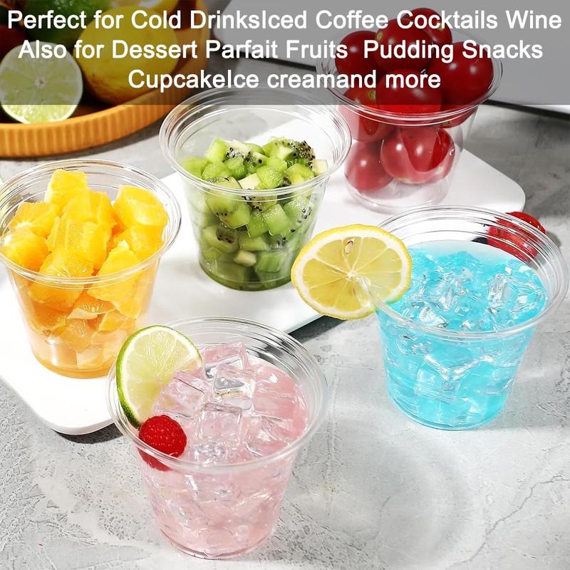 9 oz Clear Plastic Cups, 50 Pack Disposable Crystal Punch