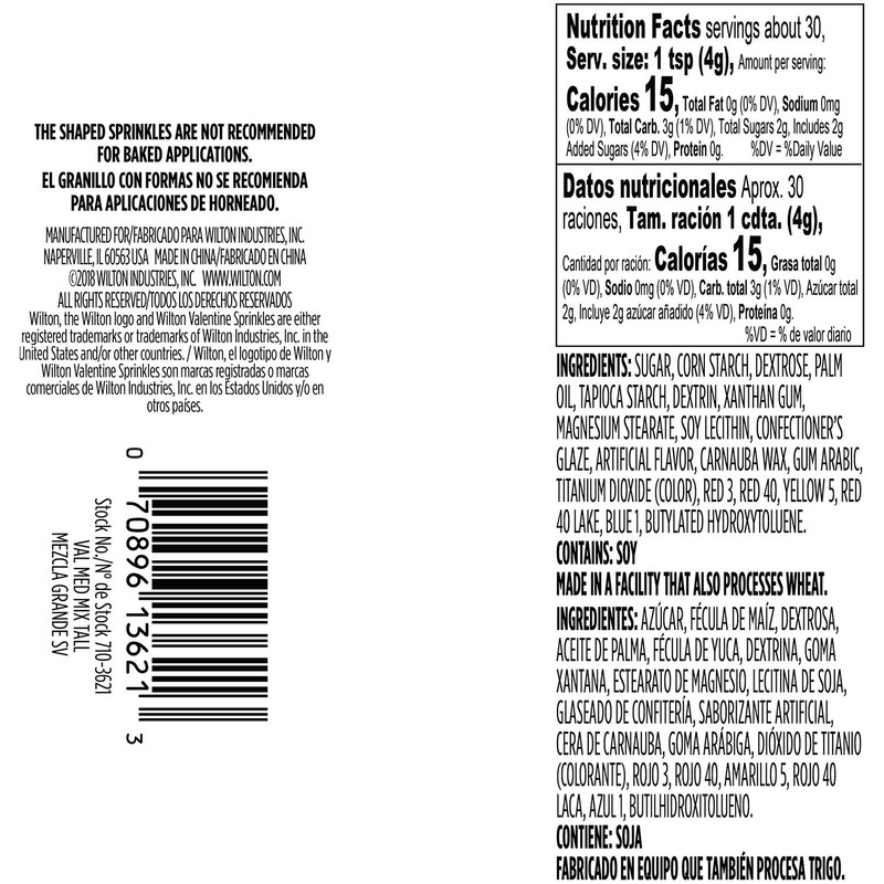 Wilton 710-3621 Valentine Mix Sprinkles, 4.26 Ounce Net Weight