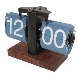 Pissente Digital Flip Down Clock, Retro Automatic Turning Battery Operated Mechanical Clock with Knob Adjustment for Home Room Office Decoration (Blue)