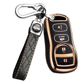 ontto TPU Car Key fob Cover Fit for Nissan Armada Xterra Pathfinder Altima 350Z Sentra Titan Maxima Key case Keychain Key Shell Key Holder Accessories Protector 4 Button Black