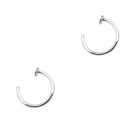 DENI 2 x Sterling Silver Open Nose Rings with Small Silver Stopper Diameter 7mm Thickness 0.8mm Fake Nose Ring, Sterling Silver
