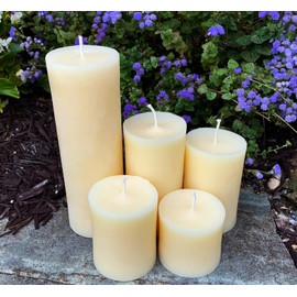 WHITE BEESWAX PILLAR Candles/Pure Natural Bees Wax/Centerpiece/Clean Burning with Cotton Wicks/Allergy Friendly Purifying Unscented (3"x4" Pillar)