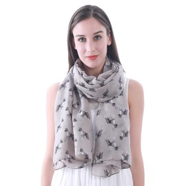 Lina & Lily Boxer Dog Print Women's Large Scarf Shawl (Taupe Grey)(Size: 180cm x 90cm)