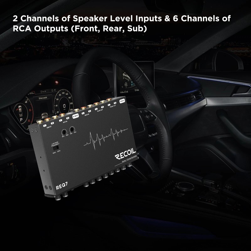 Recoil REQ7 Car Audio Equalizer 7 Band 1/2 DIN Pre-Amp