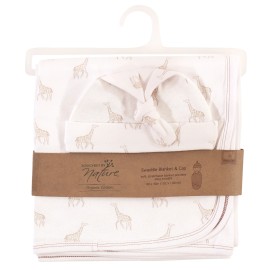 Touched by Nature Swaddle Blanket and Headband or Cap, Little Giraffe