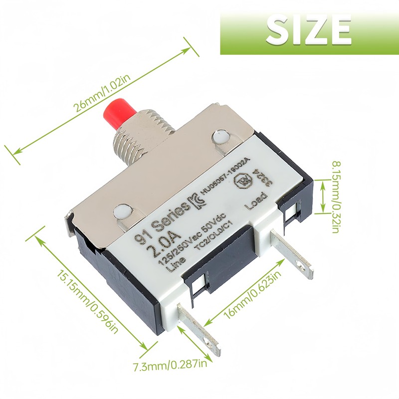 EPLZON 2A 2 Amps 125/250V AC 50V DC Manual Reset