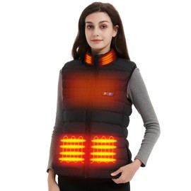 PTAHDUS Women's Heated Vest with Battery Lightweight 4 Heating Zones, with Neck Warmer(Black, X-Large)