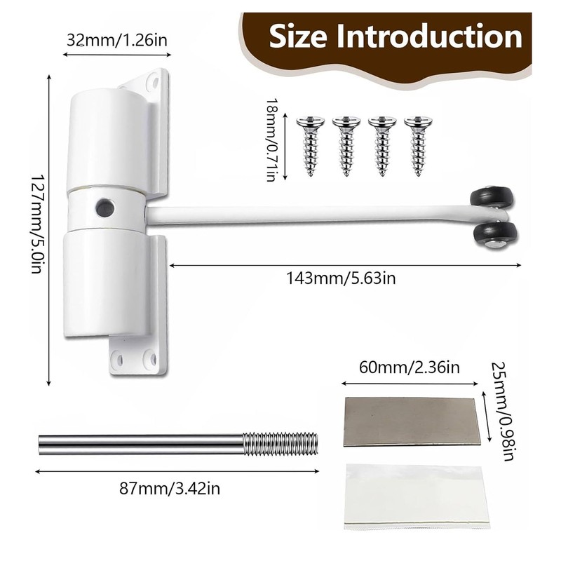 Automatic Door Closer for Interior Doors - Spring Loaded &