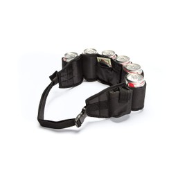 Beer Belt - Tough Insulated Holder for 6 Cold Beers - Adjustable Waist Strap with Buckle - Hidden Zipper Pocket, 5 Colors To Choose From - Fun Cool Party, Game Night, Fishing Holster - Black