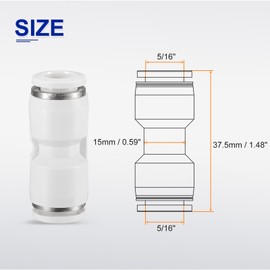 sourcing map 5pcs Push to Connect Fittings 5/16" OD x 5/16" OD Straight Pneumatic Connector Zinc Alloy Quick Connect Union Two-Way Fittings for Semi Truck Trailers Air Brake System, White