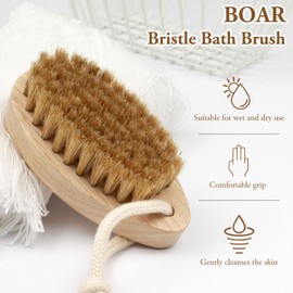 Droplet-Shaped Boar Bristle Brush, Dry Body Scrubber Brush with Soft & Dense Bristles, Exfoliates and Softens, for All Skin Types