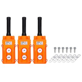 MECCANIXITY 5 Pcs Rain Proof Hoist Crane Push Button Switch, Up Down Switch Pendant Control Station Momentary COB-61, 2 Way Orange