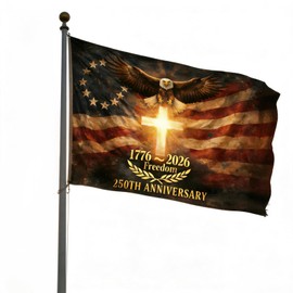250th Anniversary USA Flag 3x5 ft,250 Year Anniversary Flag,Double Sided Flags Heavy Duty,UV Protection & Fade Resistant & Reinforced Brass Grommets,1776-2026 250 Years Birthday Patriotic Decor for Outdoor,Front Door,Porch,Wall (Luminous Cross)