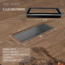 Black 3x10 Modern Metal Drop in Floor Register Decorative Steel Vent Cover