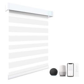 MING CHEN Motorized Blinds with Remote Control 95% Blackout Electric Zebra Shades for Windows Automatic Blinds Compatible with Alexa, Google for Home, Office (Luxurious White, 40" W x 72" H)
