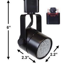 Direct-Lighting H System 3000K GU10 LED Track Lighting Head Black - 3000K Warm White 7.5W LED Bulb 50154L-3K-BK