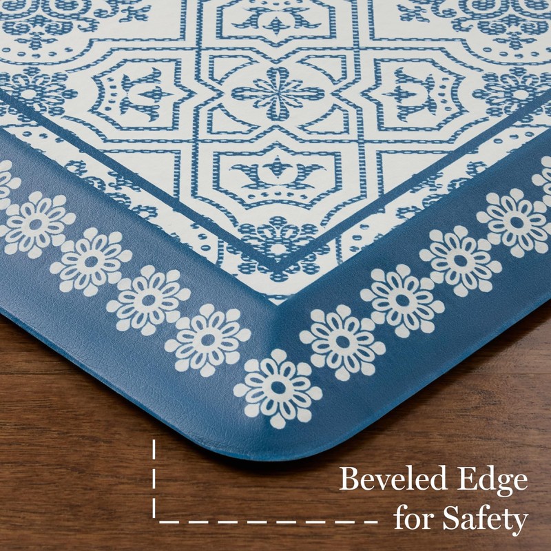 MARTHA STEWART Comfort Anti Fatigue Strie Medallion Tile Kitchen Mat,