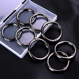 Pack of 10 Carabiner Round Stainless Steel Large Snap Hook Snap Black Round Key Ring Key Ring 40 mm Carabiner Ring Round Carabiner for Wallets Crafts Handbags