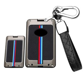 HIBEYO Key Fob Cover for Lexus ES200 ES260 ES300L NX Accessories Alloy+TPU Material Double Protector Key Shell Cover for Lexus Card Key-B Keychain Black