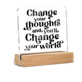 Inspirational Quotes Desk Decor, Thank You Gifts for Women Men Friends, Inspirational Gifts for Coworker Motivational Quote Clear Sign Home Office Table Shelf Desk Decor Christmas Birthday Gift