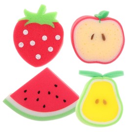 TOVINANNA 4pcs Boy Girl Fruit-shaped Bath Sponge Balls Scrubber for Boys and Girls Reusable Pu Material Gentle Exfoliating Fun Fruit Design for Bathing and