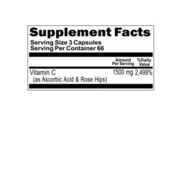 Vitamins because your worth it Vitamin C 1500mg with Rosehips Time Release 2X200Caps Non GMO/Gluten Free/USA