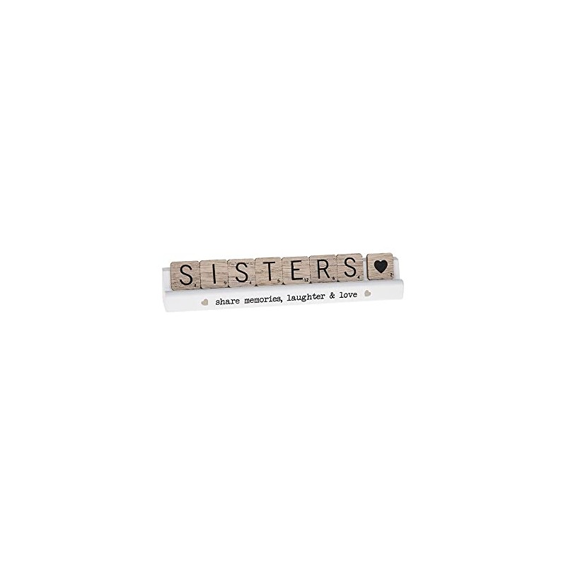 Scrabble Sentiments Sisters Share Everything Wooden Scrabble Table Plaque Gift