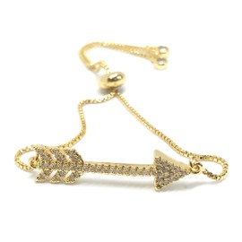 SIFRIMANIA Arrow Symbol Adjustable Gold Plated Bracelet for Women, Adventure, Focus, Determination Progress Jewelry (Gold)