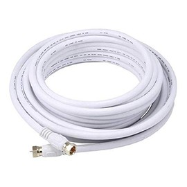 Monoprice RG6 Quad Shield Coaxial Cable - 7.62M (25ft) - White, CL2, 18AWG, 75Ohm, Heavy-Duty With F Type Connector