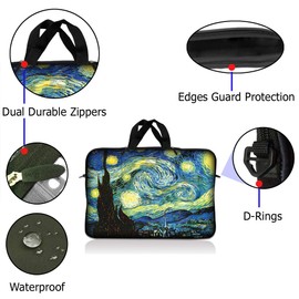 LSS 15.6 inch Laptop Sleeve Bag Compatible with Acer, Asus, Dell, HP, Sony, MacBook and more | Carrying Case Pouch w/ Handle, Starry Night