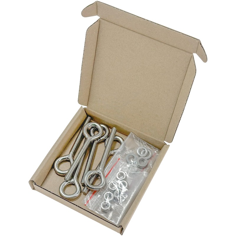 6 Pieces Closed Eye Bolts with Long Handles – Heavy-Duty