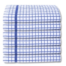A & B TRADERS 100% Cotton Terry Towelling Tea Towels | Pack of 6 | Kitchen Hand Towels Dish Cloth Super Absorbent Soft Touch (Blue)