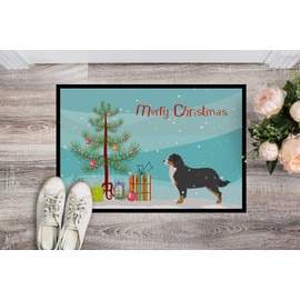 Caroline's Treasures BB2937JMAT Bernese Mountain Dog Merry Christmas Tree Doormat 24x36 Front Door Mat Indoor Outdoor Rugs for Entryway, Non Slip Washable Low Pile, 24H X 36W