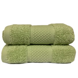 Sue Rossi Guest Towels 30 x 50cm Set Of 2, Organic Turkish Combed Cotton, 600gsm Thick, Soft & Absorbent Bathroom Or Kitchen Small Hand Towel, Face Cloth (Sage Green, 2)
