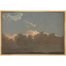 MUDECOR Framed Canvas Print Wall Art Cloudy Retro Pastel Cloud Skyline Nature Wilderness Illustrations Realism Decorative Scenic Panoramic Earth for Living Room, Bedroom, Office - 16"x24" Natural