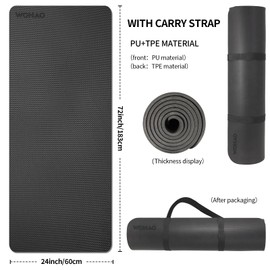 Yoga Mat Non Slip, Anti-Tear Black Yoga Mat for Women and Men - 7mm Thick Eco-Friendly Exercise Mat for Yoga, Pilates & Floor Exercise, Black (71"x24"x0.3")