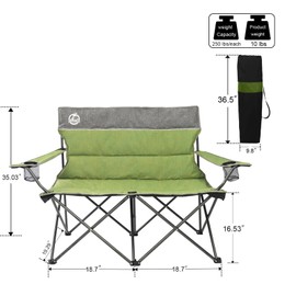 Northroad Outdoor Camping Chair Set of 3,Folding Padded Camp Chair,Collapsible Conversation Set w/1 Sofa,2 Single Chairs for Family Patio,Beach (Green)