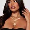 MJartoria Gold Layered Necklaces for Women Trendy Retro Coin Pendant