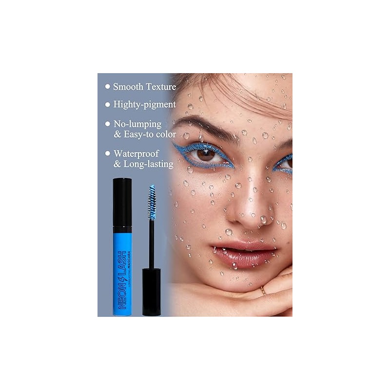 Máscara De Pestañas Con Brillo Uv(3 Unidades, Rosa, Azul Y