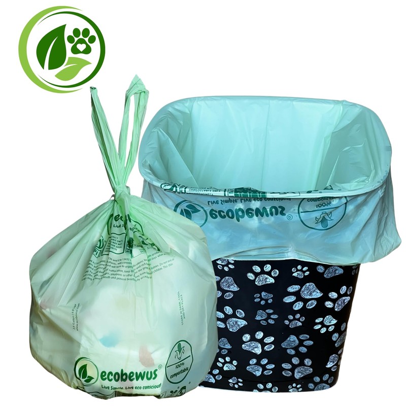 ECOBEWUS 2.6 Gallon 100% Compostable Bags Handle Tie (110 Bags)