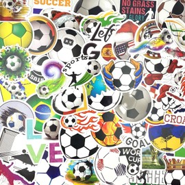100 Pieces Soccer Stickers, Vinyl Soccer Water Bottle Stickers Pack, Soccer Gifts for Soccer Lovers, Soccer Party Favors, Soccer Decorations