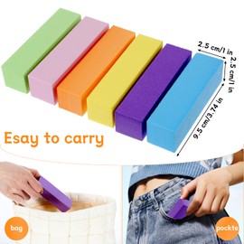 Lnngub Pack of 12 Buffer for Nails, Colourful Buffer Sanding Blocks, 9.5 x 2.5 x 2.5 cm, Professional Buffer Nail Files, Square Sponge Sanding Blocks for Gel Nails, Acrylic Nails, Natural Gel Nails