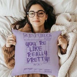 Poecinvi Light Purple Inspirational Pillow Covers 18x18, You are Pretty Guest Check Pillowcase, Funky Throw Pillow Covers, Girly Decor for Bedroom, Positive Decor, Inspirational Gifts for Women.