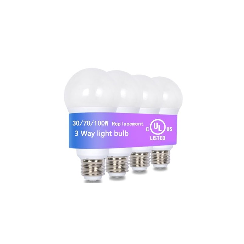 VVH 4-Pack 3 Way Bulb 30 70 100W Equivalent Light