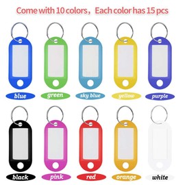 150 Pcs Plastic Key Tags key labels Keychain Tags Key Tags Assorted Color ID Label Tags Luggage Tags with Split Ring Label Keychains Window 10 Colors