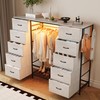 LUMTOK 55W 2-in-1 Dresser with Hanging Rack, 10 Drawers Dresser
