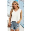 JOLIGAL White Tank Tops Women V Neck Loose Basic Solid